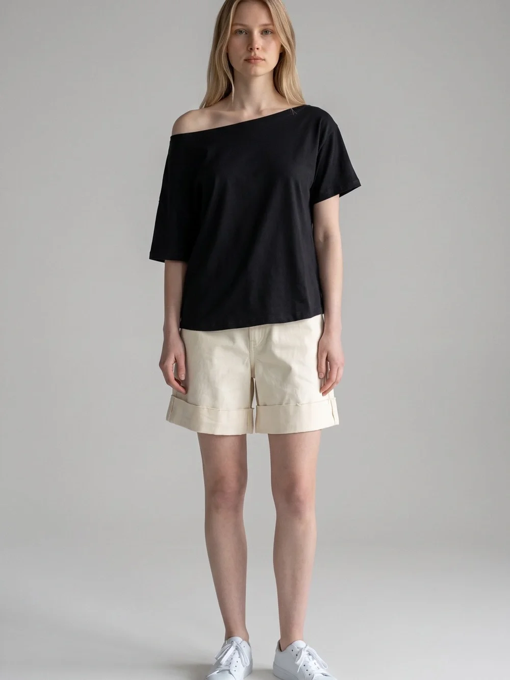 Women’s Short Sleeve Tee – Black, White, Light Gray - Picture 2 of 7